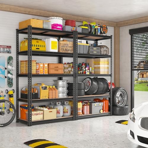 2020LBS Garage Shelving Heavy Duty 5 Tier Storage Shelves Adjustable Metal Shelving for Basement, Warehouse, Pantry, Closet, Kitchen, Easy Assembly, 90cm x 40cm x 180cm, Galvanized (Black)