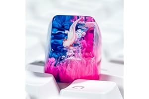XISZYS Axolotl Keycap with Blue Pink Coral Ocean SA Profile Handmade Artisan Keycap Fantasy Cool Custom Keycaps Keyboard Caps