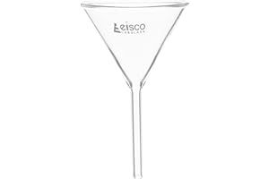 EISCO Heavy Filter Funnel, 75mm - Plain Stem, 8mm - Thick, Uniform Walls - Borosilicate Glass