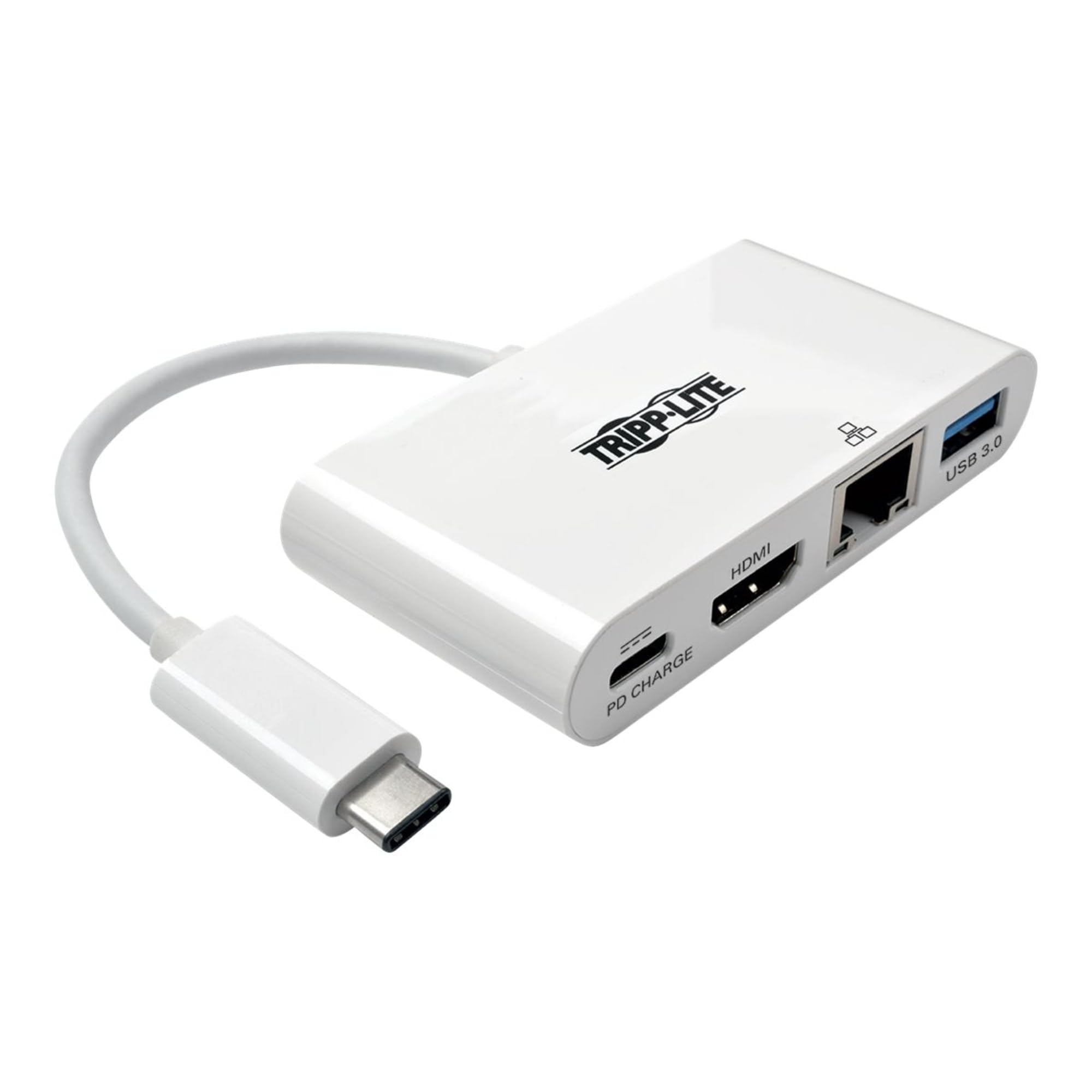 Tripp Lite U444-06N-HGU-C USB-C (Type-C) to HDMI Adapter with USB-A, USB-C PD Charging and Gigabit Ethernet, USB 3.1 Gen 1, Thunderbolt 3 Compatible, 1080p 5.60in. x 4.00in. x 0.90in., false