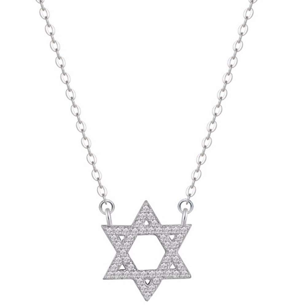 IzuBizu London Womens 925 Sterling Silver Star of David Cubic Zirconia Diamond Necklace Anniversary Birthday Religious Mother's Day
