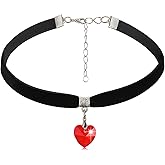 SynHHergyx Red Heart Choker Necklace for Women Choker Necklaces for Woman, Velvet Drip oil Red Heart Black, Love Necklaces Adjustable Velvet Soft Collar Chain Black Necklace Halloween Cosplay Party