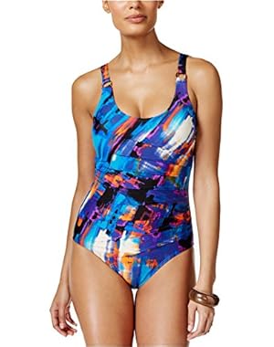 Women's Printed Ruched One-Piece Swimsuit