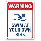 Warning Swim at Your Own Risk - Swimming Pool Rules Sign - 10
