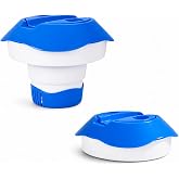 TABIT Collapsible Pool Chlorine Floater for 3 Inch Tablets, Floating Chlorine Tablet Dispenser with Adjustable Vents, Pool Spa Hot Tub Chemical Dispenser, Holds 3-4 Tablets, Blue