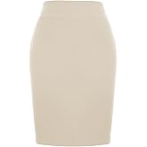 Kate Kasin Women's Stretch Knee Length Pencil Skirts High Waisted Slim Fit Business Casual Skirt
