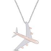 AFFY 14k Gold Over Sterling Silver Two-Tone Airplane Pendant Necklace, Travel Inspired Jewelry Gift for Women with 18" Chain Included