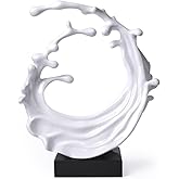 NENBOLEC Abstract Sculpture Decor Modern Arts Sea Wave Figurine Table Centerpiece Statue Polyresin White 16.5 inch
