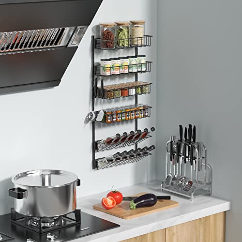 Xcosrack 6Tier Wall Mounted Spice Rack Organizer Hanging Seasoning