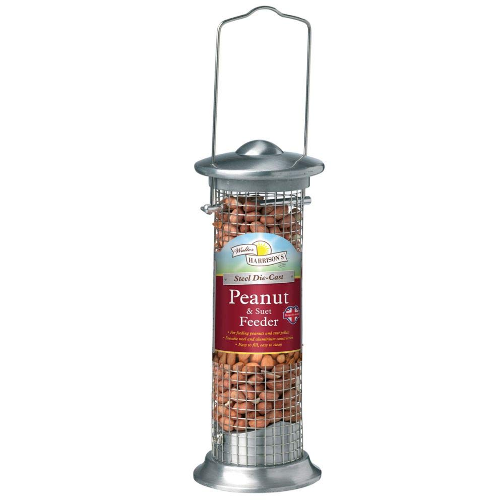Walter Harrison's Peanut and Suet Steel Plated Die Cast Wild Bird Hard-Wearing Hanging Feeder - Small - 20 cm