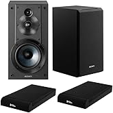 Sony SSCS5 3-Way 3-Driver Bookshelf Speaker System (Black) Bundle with Isolation Pads (2 Items)