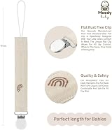 Moody Baby Organic Cotton Muslin Dummy Clips Pacifier Chain 4 Pack Tan Beige view 3