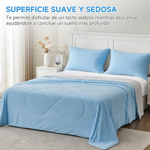 HOMFINE Cooling Blanket for People – Double-Sided Summer Blanket for Sofa Bed Summer Q-MAX>0.4 Soft Cooling Blanket, Cooling Blanket, Anti Static, Blue, 150 x 230 cm