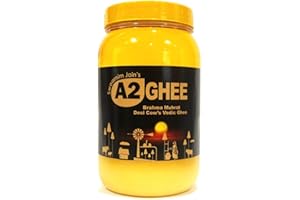 Natural Vedic A2 Ghee - 33.81oz Swaarnim Jains’ A2 Brahma Muhurta Ghee 1000ml - Probiotic Properties - 0% Trans Fat - Grass-Fed - Non-GMO - Gir Cow A2 Ghee - Pure & Purifying