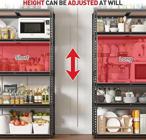 2020LBS Garage Shelving Heavy Duty 5 Tier Storage Shelves Adjustable Metal Shelving for Basement, Warehouse, Pantry, Closet, Kitchen, Easy Assembly, 90cm x 40cm x 180cm, Galvanized (Black)