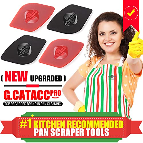 Original Pan Scrapers Set, 4 Pack Flexible Thicker Polycarbonate