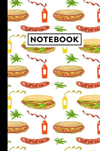 Notebook: Hot Dog Notebook - Hot Dog Themed Gift For Hot Dog Lovers - Hot Dog Journal - 6 x 9 Inches - 120 Blank Lined Pages With Hot Dog Themed Borders