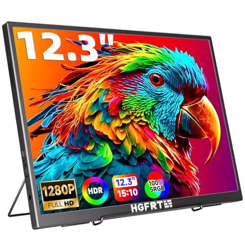 HGFRTEE Portable Monitor 12,3 Zoll,1920x1280 FHD Tragbarer Monitor,15:10,Blendfrei IPS, sRGB 100%,60Hz,Lautsprecher,USB-C,Mini-HDMI, VESA, Windows/mac