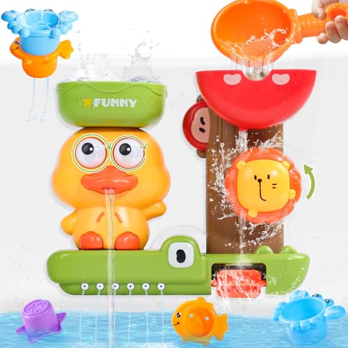 Children's Toys 1 Year Old, Baby Toy 6-12 Months, Baby Bath Toys, Baby Bath Gift, Baby Gift 1 2 Year, 1 Spoon & 3 Stackable Animal Cups, Game Boys Girls 1 2 3 Years