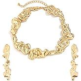 MSSIEJEW Irregular Lava Choker Gold Necklace Gold Statement Choker Necklace for Women Chunky Liquid Dripping Metal Buckle Collar Necklaces Chunky Gold Necklaces