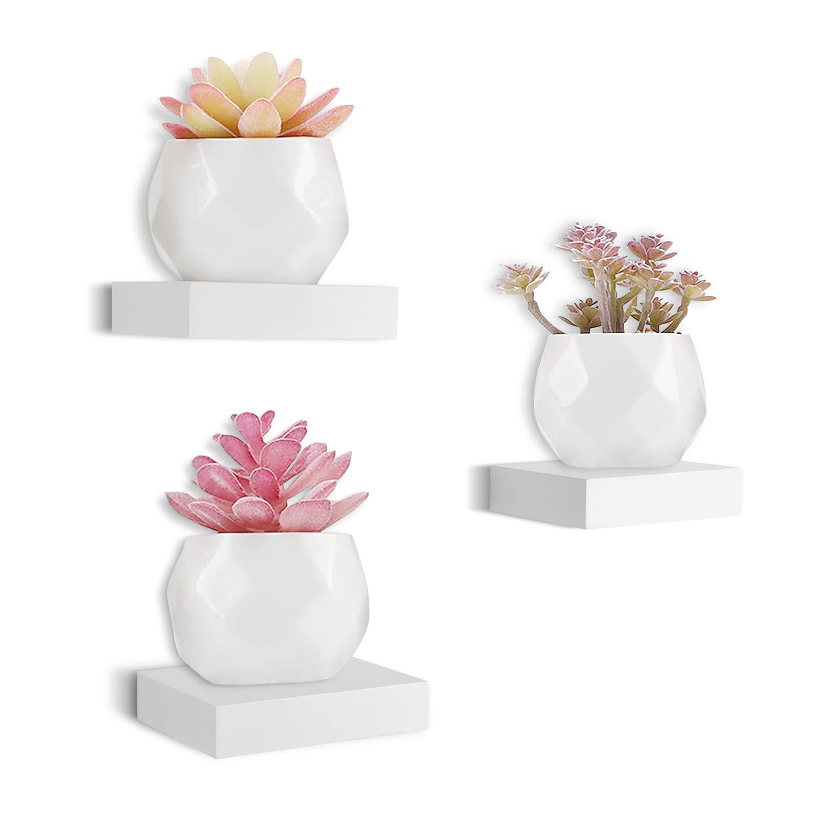 Photo 1 of HAO Small Floating Shelf 6 inch Wall Mounted Mini Hanging Display Shelves for Living Room Bedroom Bathroom Set of 3 White