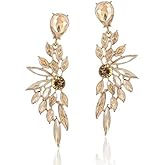 JeanBeau Large Crystal Wedding Bridal Pageant Earrings for Women Art Deco Rhinestone Long Drop Statement Marquise Cluster Dangle Chandelier Drag Queen Prom Jewelry