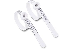 Amaxiu 2Pcs Ring Sizer Measuring Set, Reusable Ring Sizer with Magnified Glass Ring Size Gauge Finger Size Tape Jewelry Sizing Tool for Men Women(White)