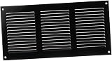 EUROPLAST 300x150mm Black Metal Air Vent Grille Cover with Insect Mesh
