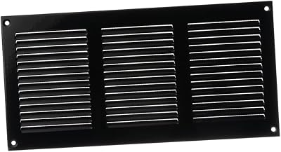 EUROPLAST 300x150mm Black Metal Air Vent Grille Cover with Insect Mesh