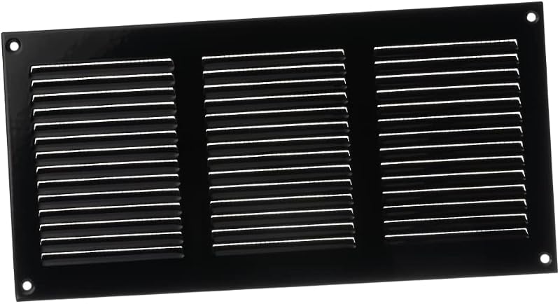 EUROPLAST 300x150mm Black Metal Air Vent Grille Cover with Insect Mesh