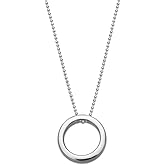 Open Circle Link Pendant Necklace, Sterling Silver 925 Polished Finish, Handmade by Claudia Lira,17.5" chain