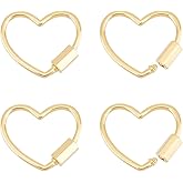 UNICRAFTALE 4Pcs Metal Screw Carabiner Golden Heart Lock Clasp Real 18K Gold Plated Hollow Hoop Core Metal 21.5mm Long for Jewelry Making Accessories