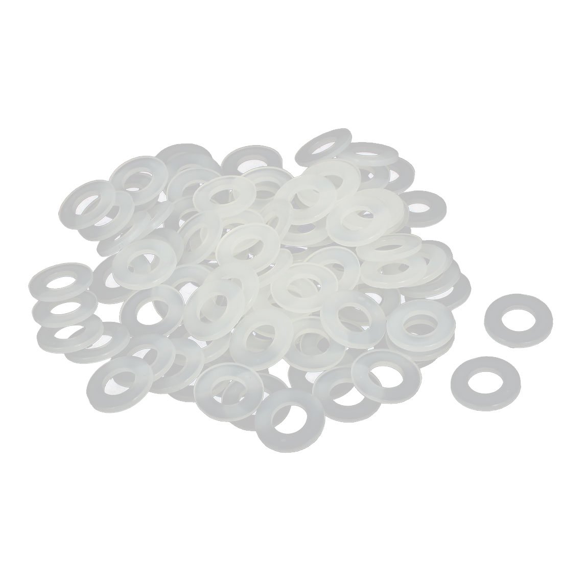 Sourcingmap M5 x 10mm x 1mm Nylon Flat Insulating Washers Gaskets Spacers Fastener for Faucet Pipe Water Hose White 100PCS