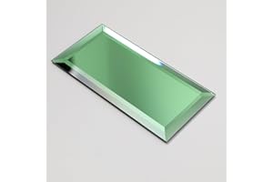 Miscasa 3"x6" Green Peel and Stick Mirror Backsplash Tile, Square Beveled Self-Adhesive Wall Tile for Kitchen Bathroom Backsplash Wall Pack of 40 Pieces