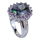 YAZILIND Lady's Silver Plated Flower Shape Crystal Multicolor Women Ring Size