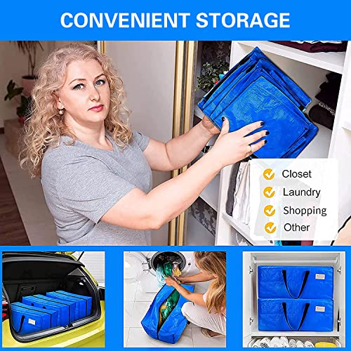 4Pack Extra Large Blue Moving Bags, Heavy Duty Moving Storage Bags
