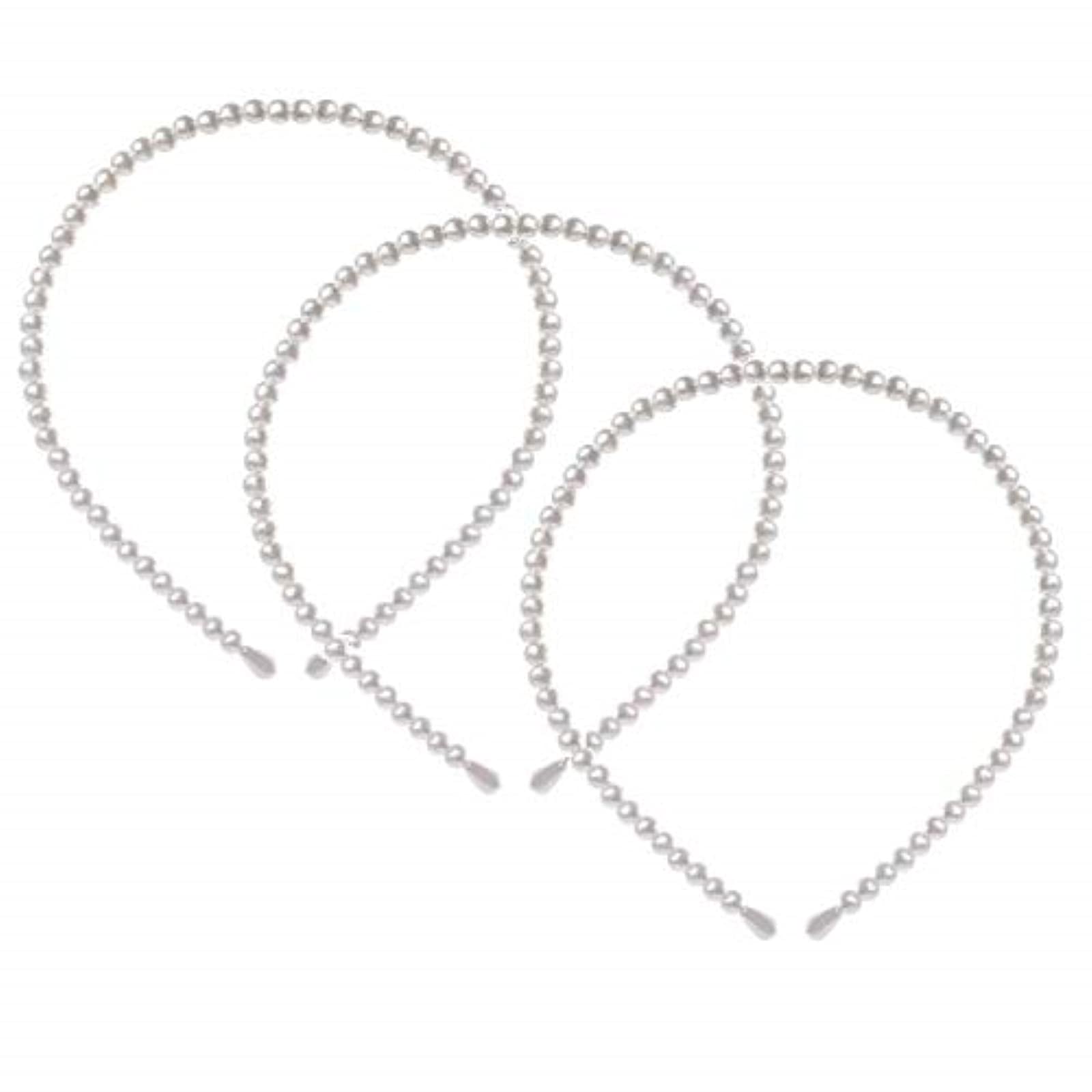 3Pcs Simple Design Imitation Pearl Headband Lady Full Pearl Bead Fashion Stylish Headband Wedding Party Bridal Hair Hoop for Women Girls Kids