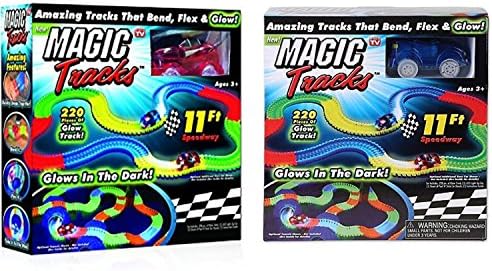 Magic Tracks Mega Set With LED 1 Red &amp; 1 Rlue car, As Seen on TV 11ft Track Set (Set of 2 )