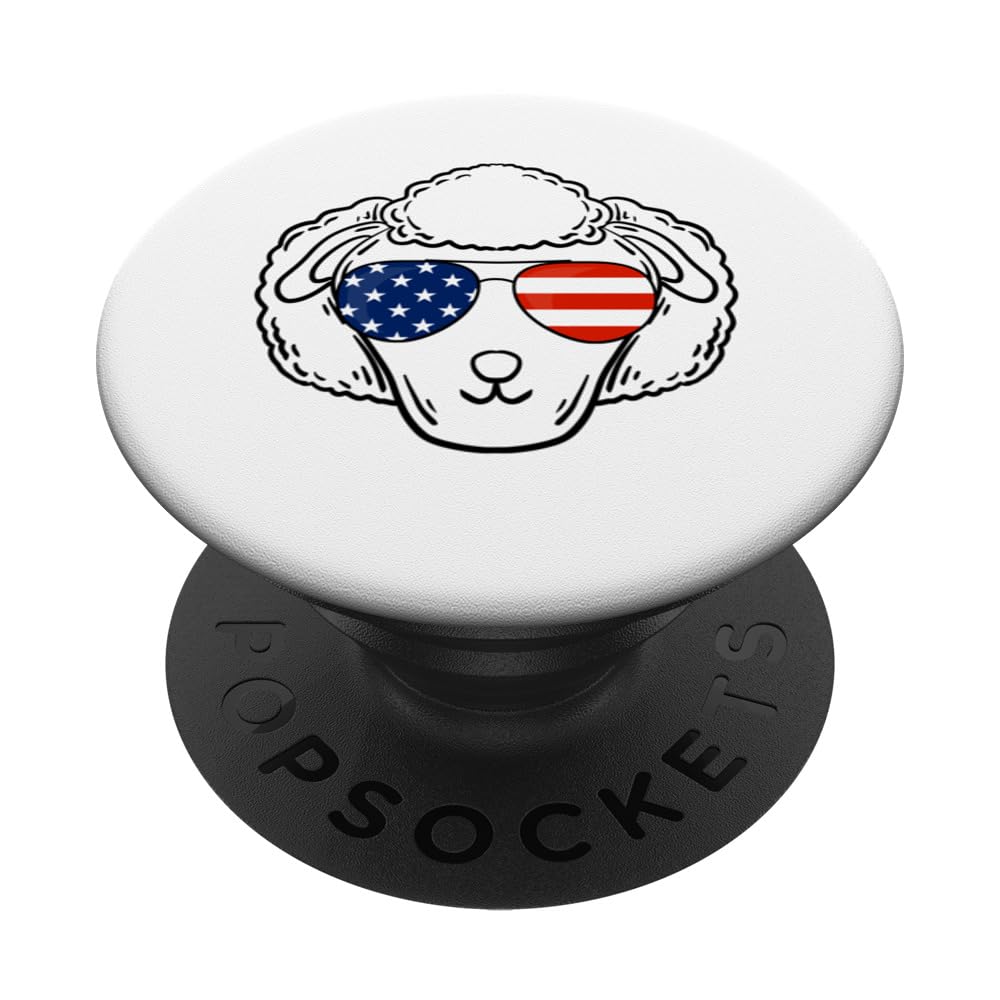 Sheep 4th of July American Flag USA Sunglasses Holiday PopSockets Swappable PopGrip