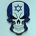 SpaceAuto Skull Head w/ Flag of Israel Military Tactical Morale Badge Hook Loop Fastener Patch 3.54