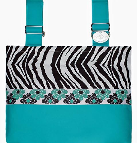 Zebra Daisy Dot Aqua - Cheerful Animal Print, 13" x10" Mobility Bag for Multiple Devices