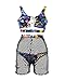 Lookwoild Womens Sexy Swimwear Push-up Front Lace Up Bathing Suit Fashion Geometric Patterns Bikini Sets (Blue, M)