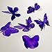 Butterfly 3D PURPLE Butterflies Translucent Decoration 15 count