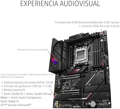 ROG Strix B650E-E Gaming WiFi AM5 (LGA1718) Ryzen 7000 - Placa Base para Juegos (16+2 etapas de Potencia, DDR5,4X Ranuras M.2, PCIe® 5.0, WiFi 6E, LAN 2.5G, Puerto de E/S Trasero USB 3.2 Gen 2x2