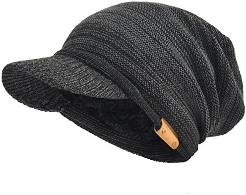 VECRY Mens Womens Thick Fleece Lined Knit Newsboy Cap Slouch