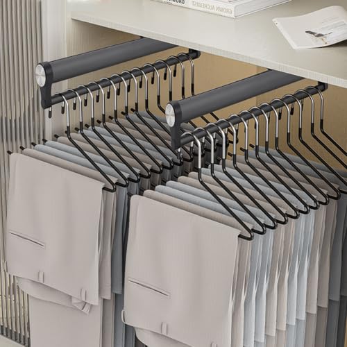 Extendable Clothes Hanging Rail for Entryway Closet, Sturdy Aluminum Adjustable Rail Space Saving Storage (Grey, 292mm)