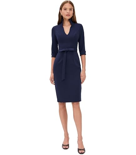 Black Halo Women's 3/4 Sleeve Jackie O Dress, Cobalt, 0 at Amazon