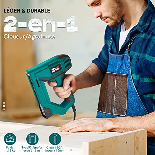 NEU MASTER Electric Stapler, Electric Nailer NTC0060 for DIY Projects in Furniture, Carpentry and Woodworking, Including Staples and Nails