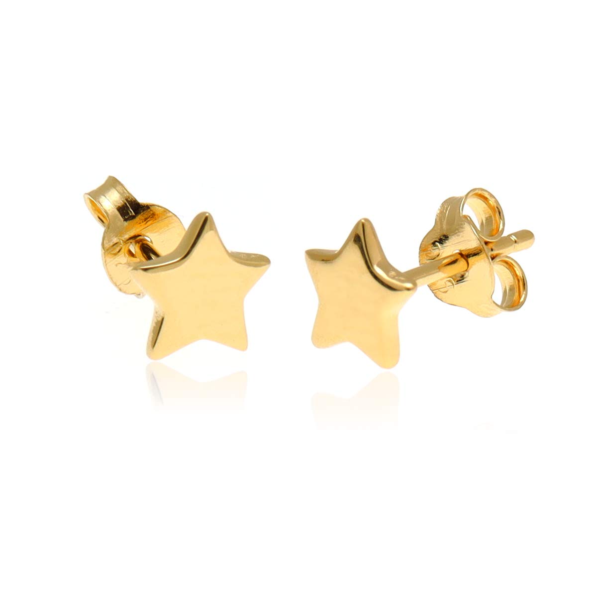 Oobi Doop Gold Plated Sterling Silver Star Stud Earrings with Jewellery Gift Box
