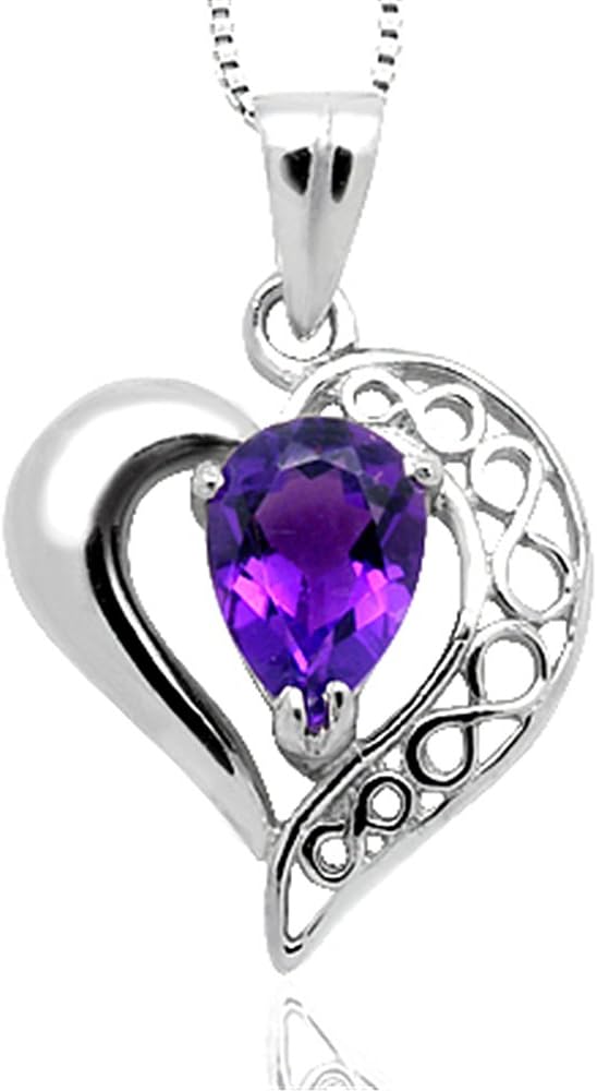 N8003A-Amethyst Love Heart Pendent Necklace Anniversary Mothers Day Birthday Gift Present Designer Jewelry
